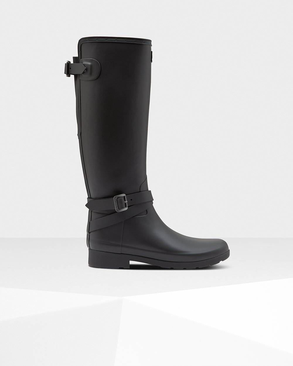 Womens Tall Rain Boots - Hunter Refined Slim Fit Adjustable (23ZPQGMKX) - Black